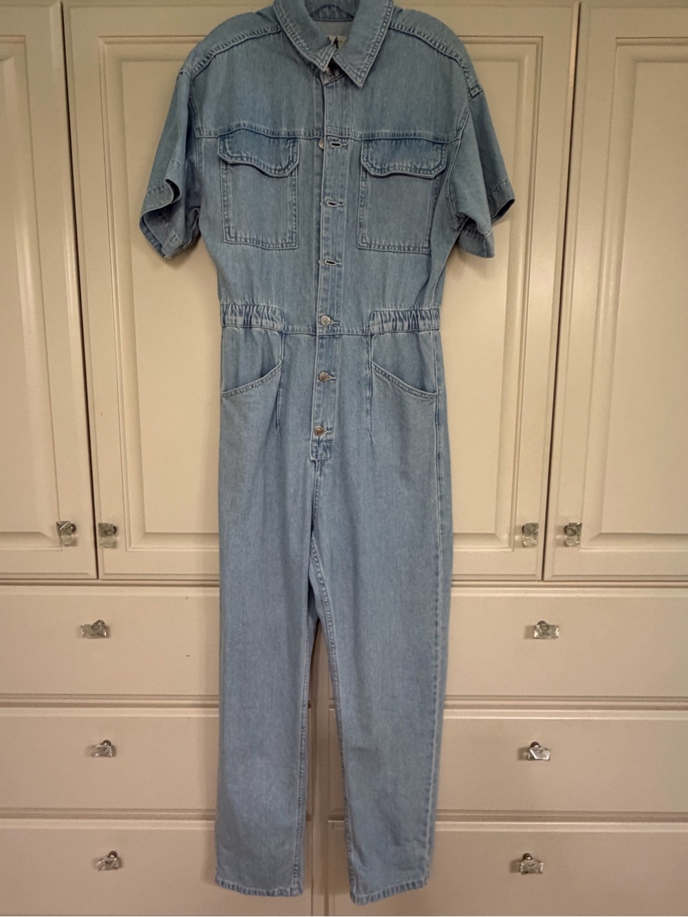We The Free Light Wash Denim Jumpsuit